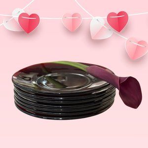 SET OF 7 VINTAGE CLEAR RED GLASS PLATES - REDUCED!